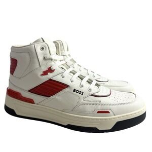 New Hugo Boss Baltimore High Top Sneakers Mens Size 12 US White Red $250